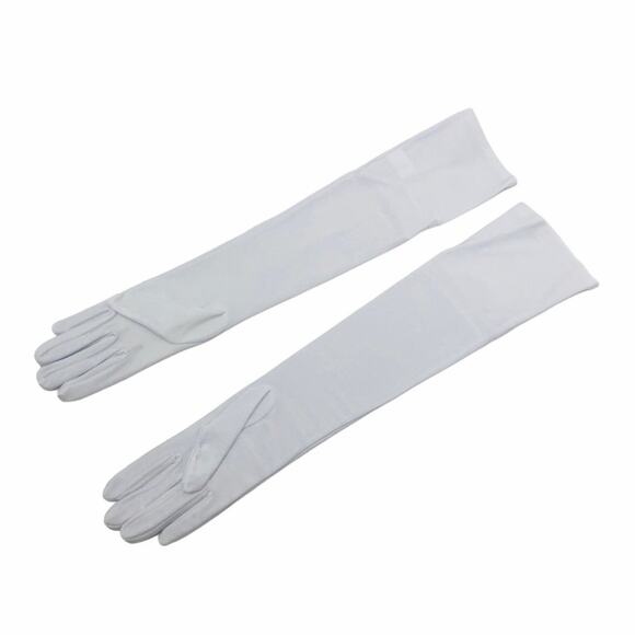 VINTAGE 18" 90s White Embroidered Floral Gloves with Open Ring Slit E13 - Picture 3 of 5